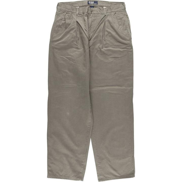 Ralph Lauren POLO by Ralph Lauren Two-pleat Chino Pants for Men, W34 equivalent cotton Khaki type Vintage Second Hand