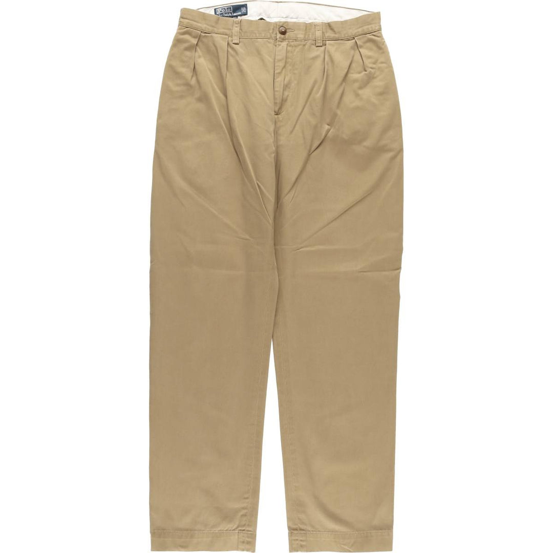 Ralph Lauren POLO by Ralph Lauren ETHAN PANT, two-pleat chino pants, men's size W35 cotton Beige type Vintage Second Hand