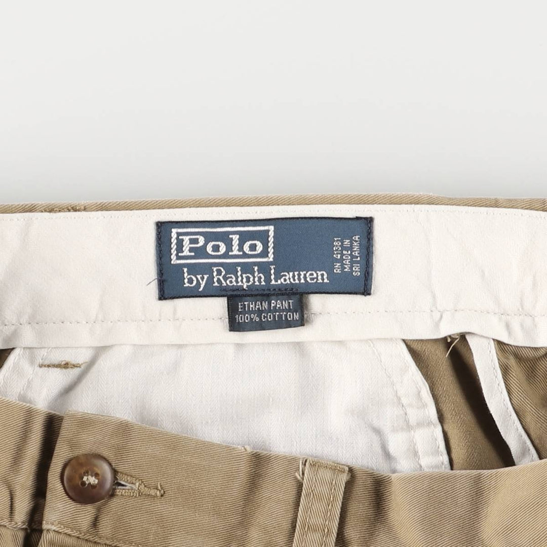 Ralph Lauren POLO by Ralph Lauren ETHAN PANT, two-pleat chino pants, men's size W35 cotton Beige type Vintage Second Hand