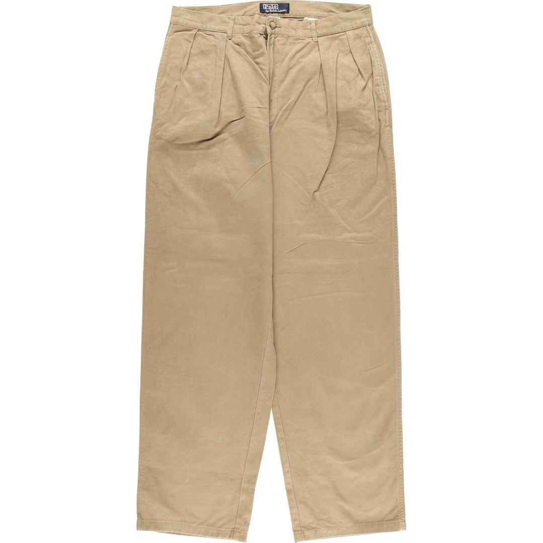 Ralph Lauren POLO by Ralph Lauren Two-pleat Chino Pants for Men, W35 cotton Beige type Vintage Second Hand