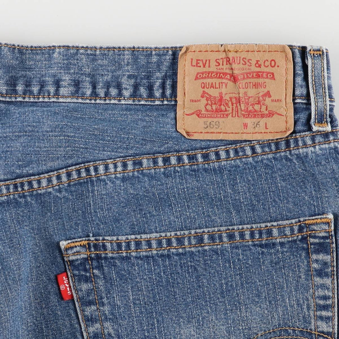 2000'S Levi's 569 Loose Straight Fit Denim Shorts/Jorts Men's Size W37 cotton blue type Vintage Second Hand