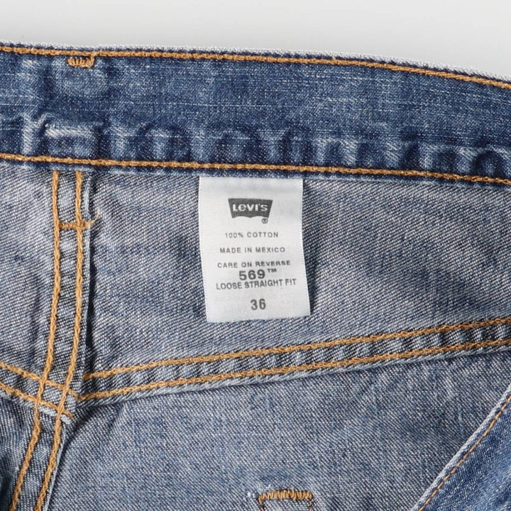 2000'S Levi's 569 Loose Straight Fit Denim Shorts/Jorts Men's Size W37 cotton blue type Vintage Second Hand