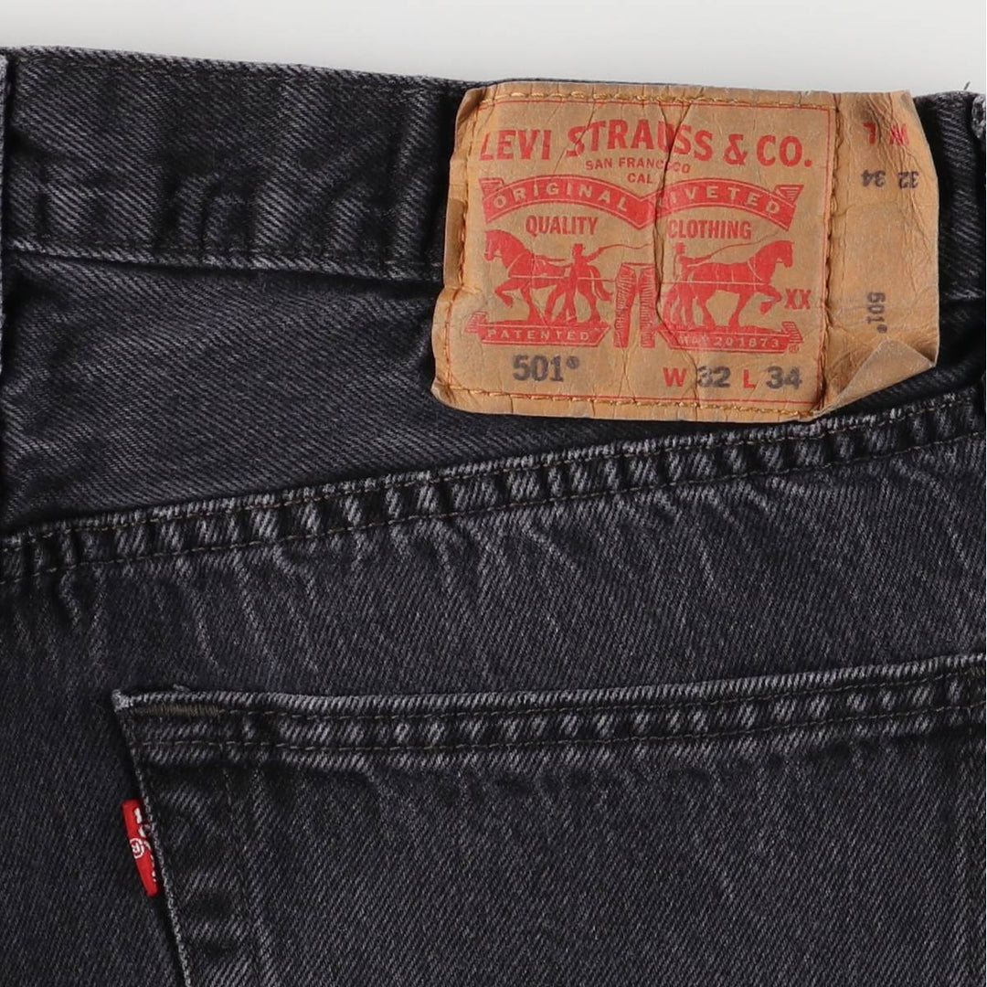 Levi's 501 Black Denim Straight Denim Pants for Men, W32 equivalent cotton black type Vintage Second Hand
