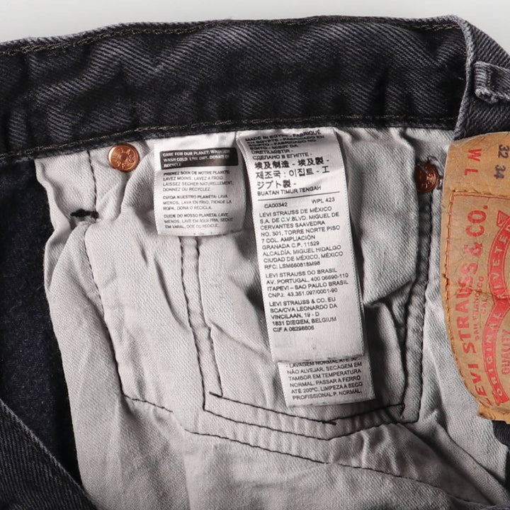 Levi's 501 Black Denim Straight Denim Pants for Men, W32 equivalent cotton black type Vintage Second Hand