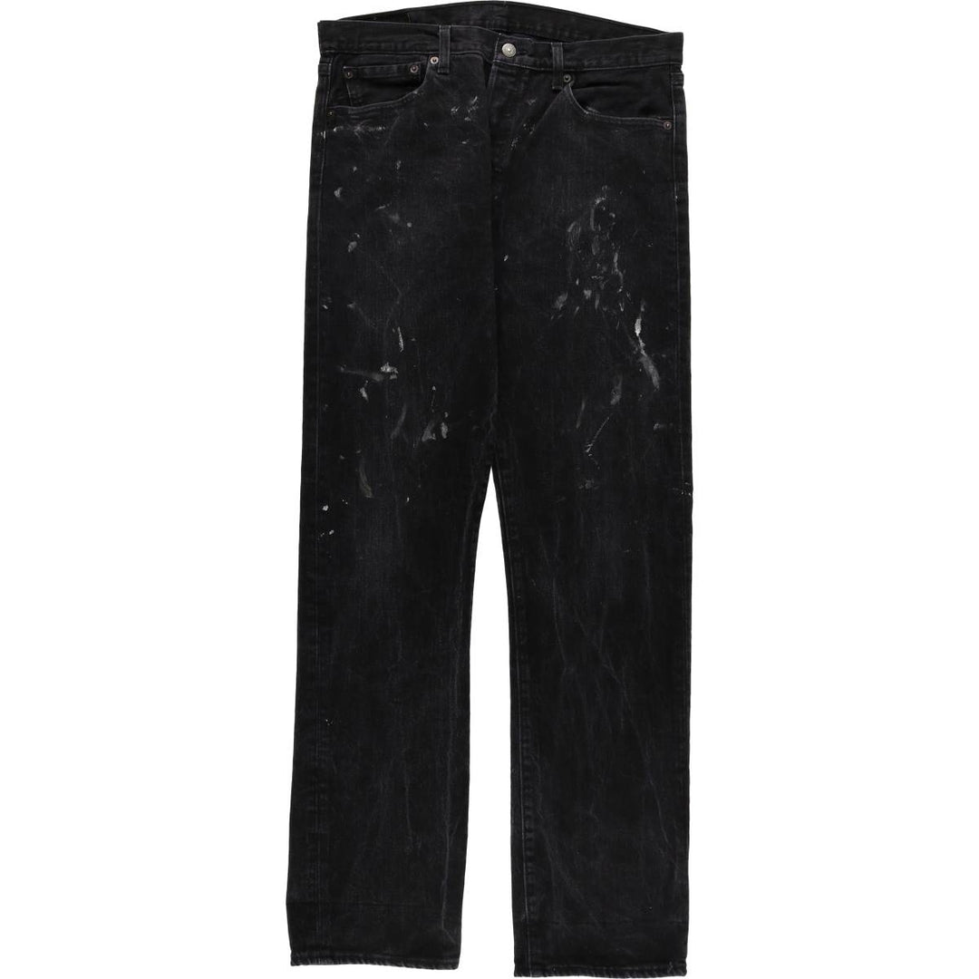 Levi's 501 Painted Black Denim Straight Leg Denim Pants, Men's Size 34 cotton black type Vintage Second Hand