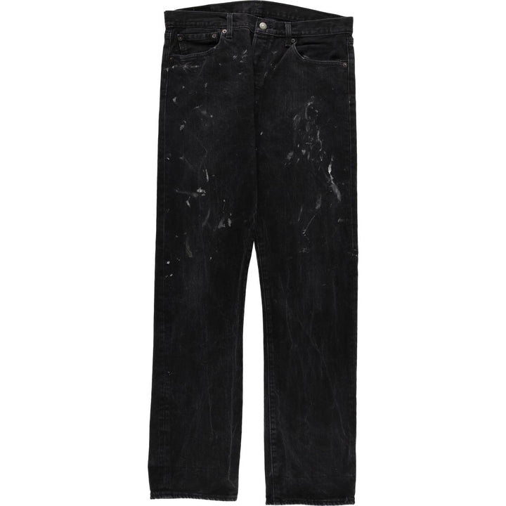 Levi's 501 Painted Black Denim Straight Leg Denim Pants, Men's Size 34 cotton black type Vintage Second Hand