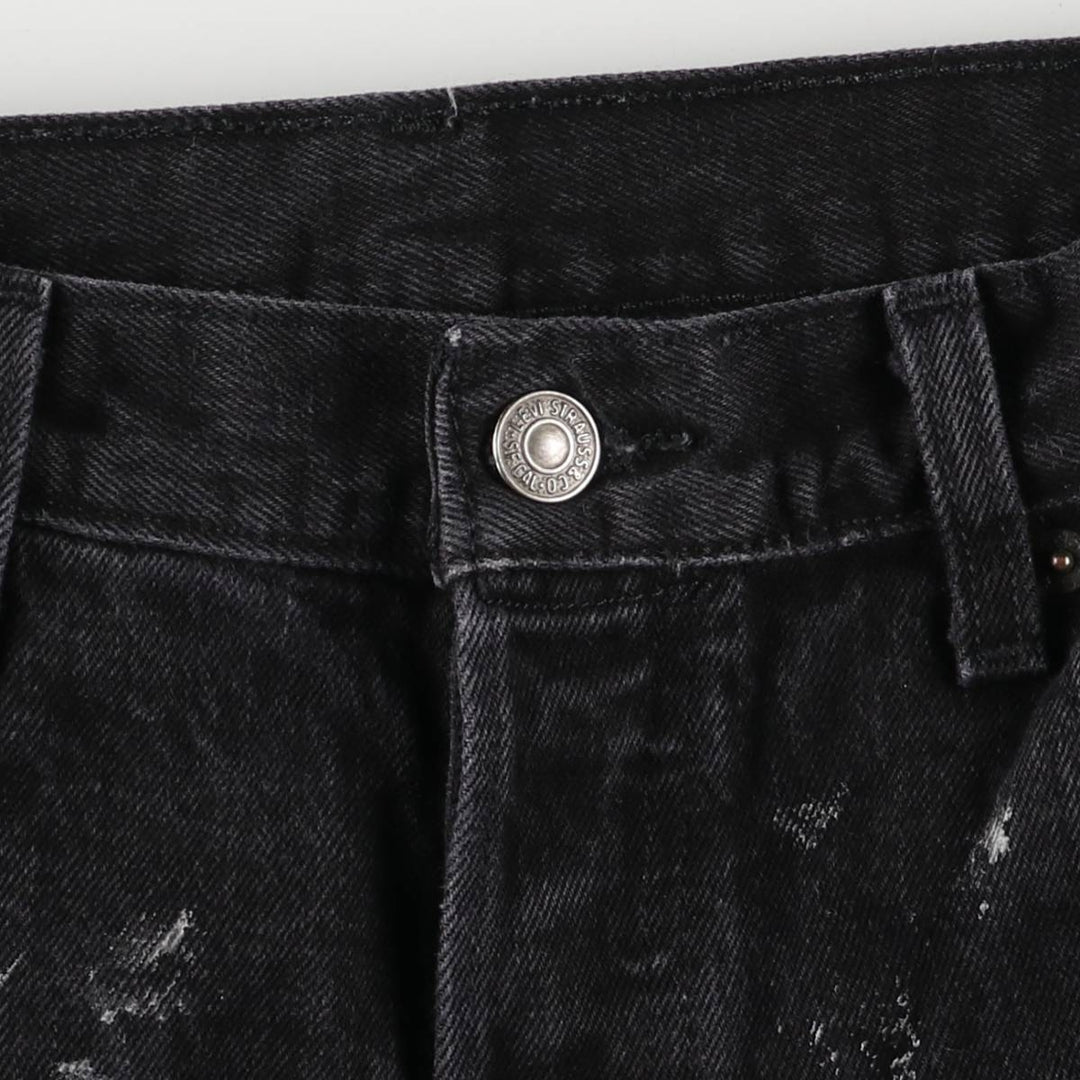 Levi's 501 Painted Black Denim Straight Leg Denim Pants, Men's Size 34 cotton black type Vintage Second Hand