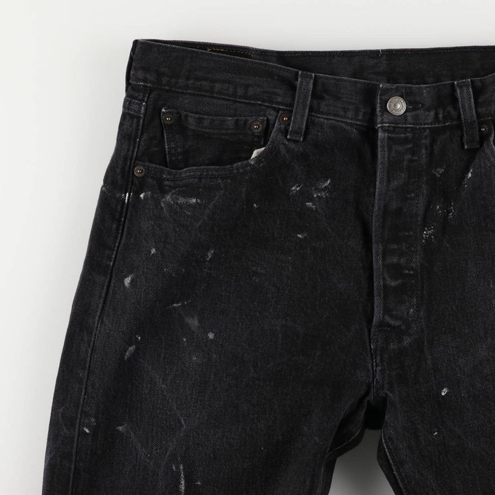 Levi's 501 Painted Black Denim Straight Leg Denim Pants, Men's Size 34 cotton black type Vintage Second Hand