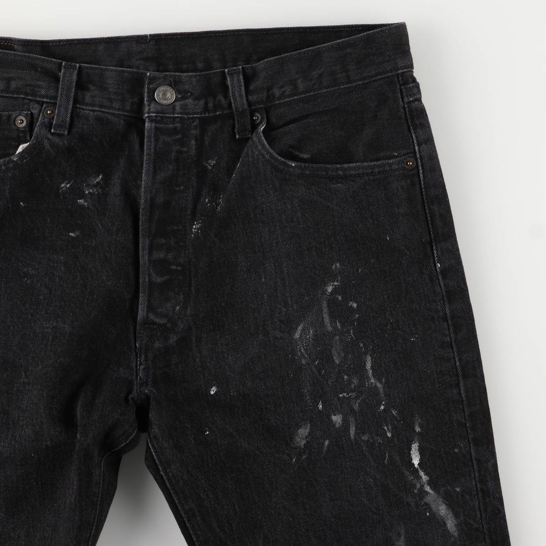 Levi's 501 Painted Black Denim Straight Leg Denim Pants, Men's Size 34 cotton black type Vintage Second Hand