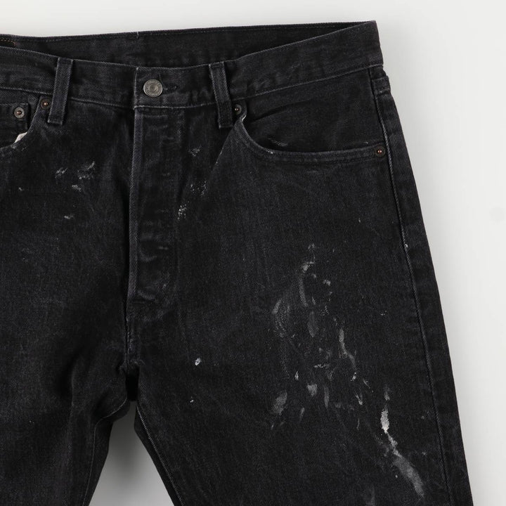Levi's 501 Painted Black Denim Straight Leg Denim Pants, Men's Size 34 cotton black type Vintage Second Hand