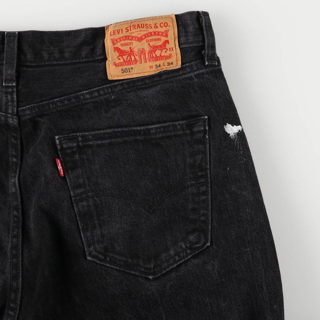 Levi's 501 Painted Black Denim Straight Leg Denim Pants, Men's Size 34 cotton black type Vintage Second Hand