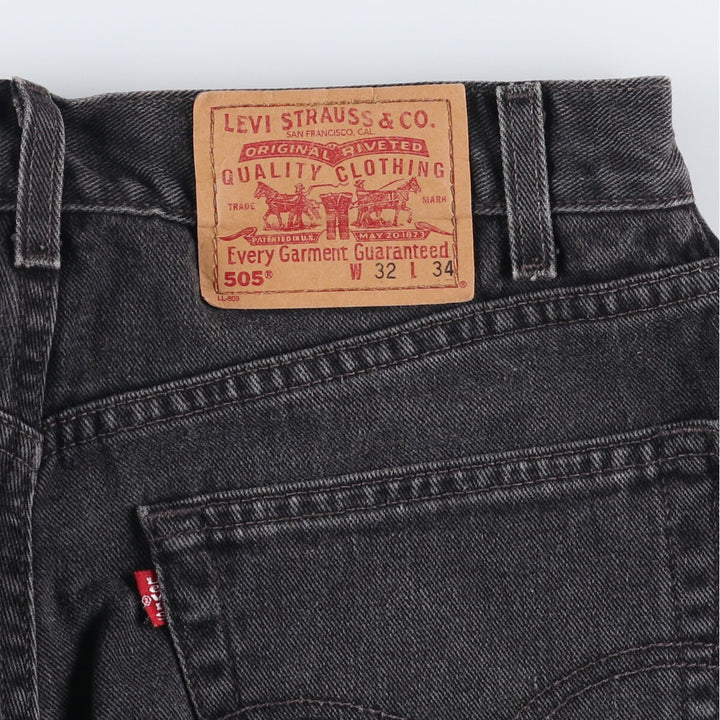 2000'S Levi's 505 Regular Fit Straight Leg Tapered Denim Pants, Black Denim, Men's Size W31 cotton black type Vintage Second Hand
