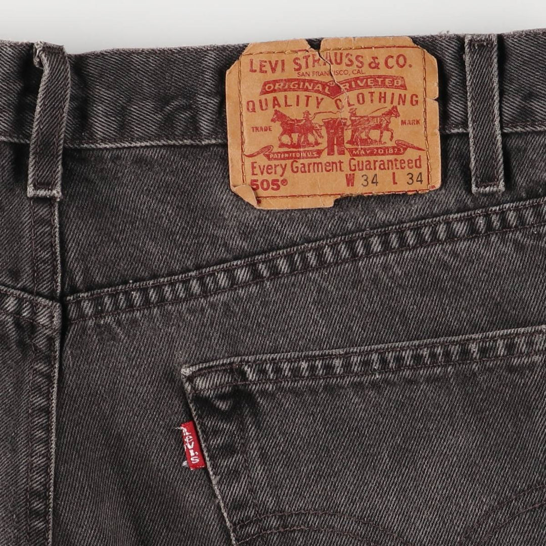 90'S Levi's 505 Regular Fit Straight Leg Tapered Denim Pants, Black Denim, Men's, Size 34, Vintage cotton black type Vintage Second Hand