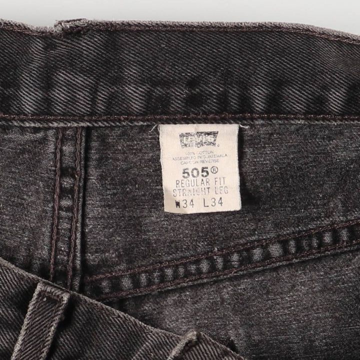 90'S Levi's 505 Regular Fit Straight Leg Tapered Denim Pants, Black Denim, Men's, Size 34, Vintage cotton black type Vintage Second Hand