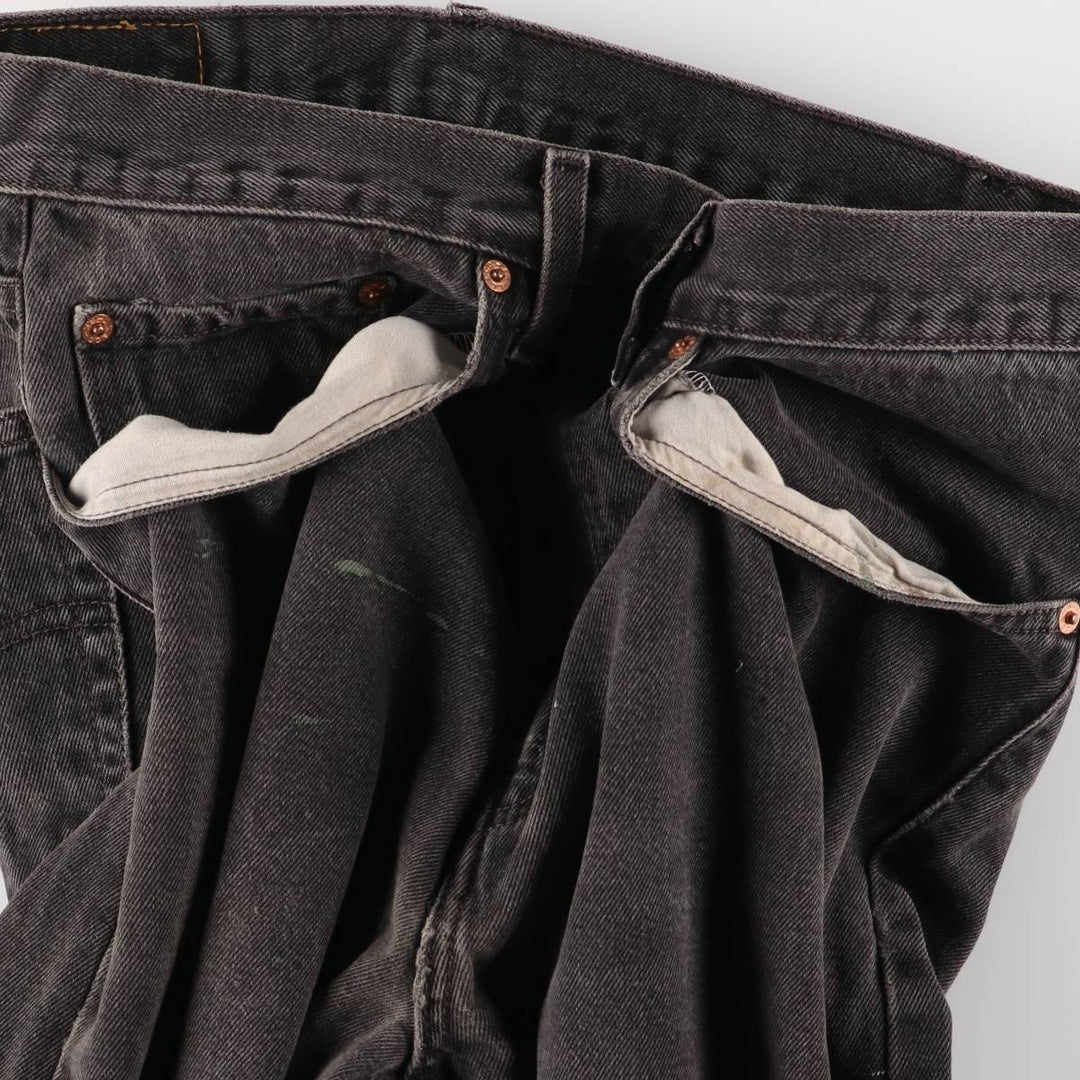 90'S Levi's 505 Regular Fit Straight Leg Tapered Denim Pants, Black Denim, Men's, Size 34, Vintage cotton black type Vintage Second Hand