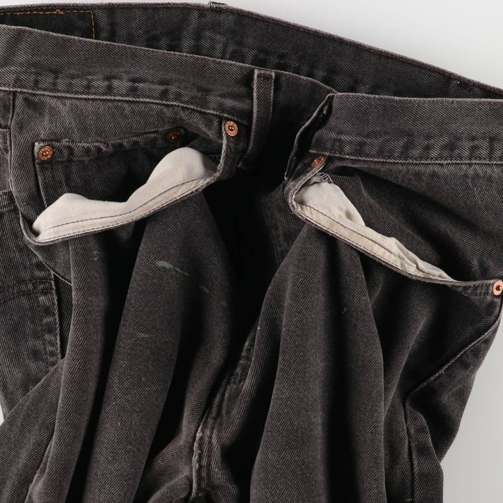 90'S Levi's 505 Regular Fit Straight Leg Tapered Denim Pants, Black Denim, Men's, Size 34, Vintage cotton black type Vintage Second Hand