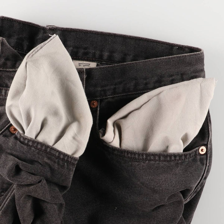 90'S Levi's 505 Regular Fit Straight Leg Tapered Denim Pants, Black Denim, Men's, Size 34, Vintage cotton black type Vintage Second Hand
