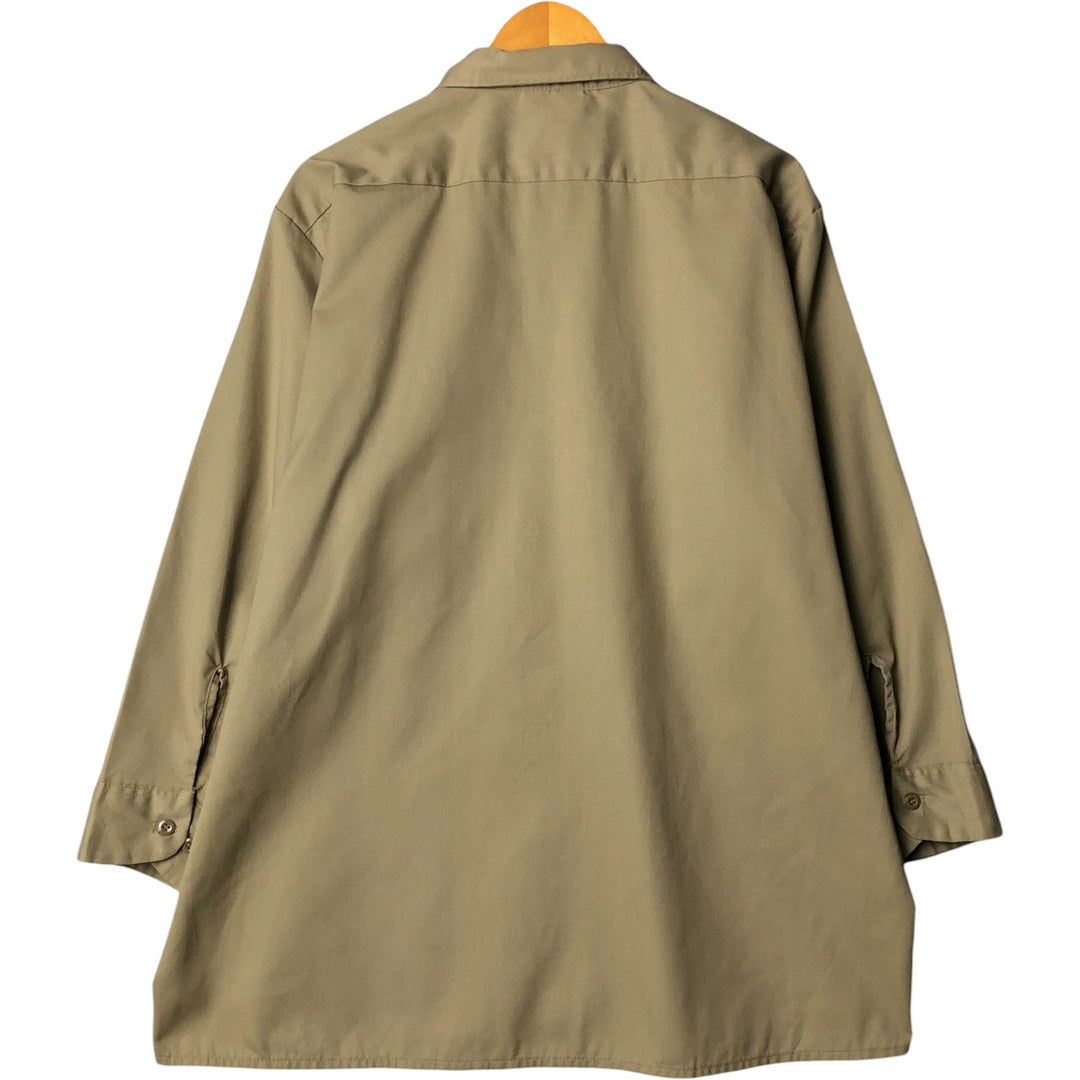 Vintage 80s-90'S Dickies long-sleeved work shirt, Made in USA, Men's XL polyester Khaki type beige Vintage Second Hand