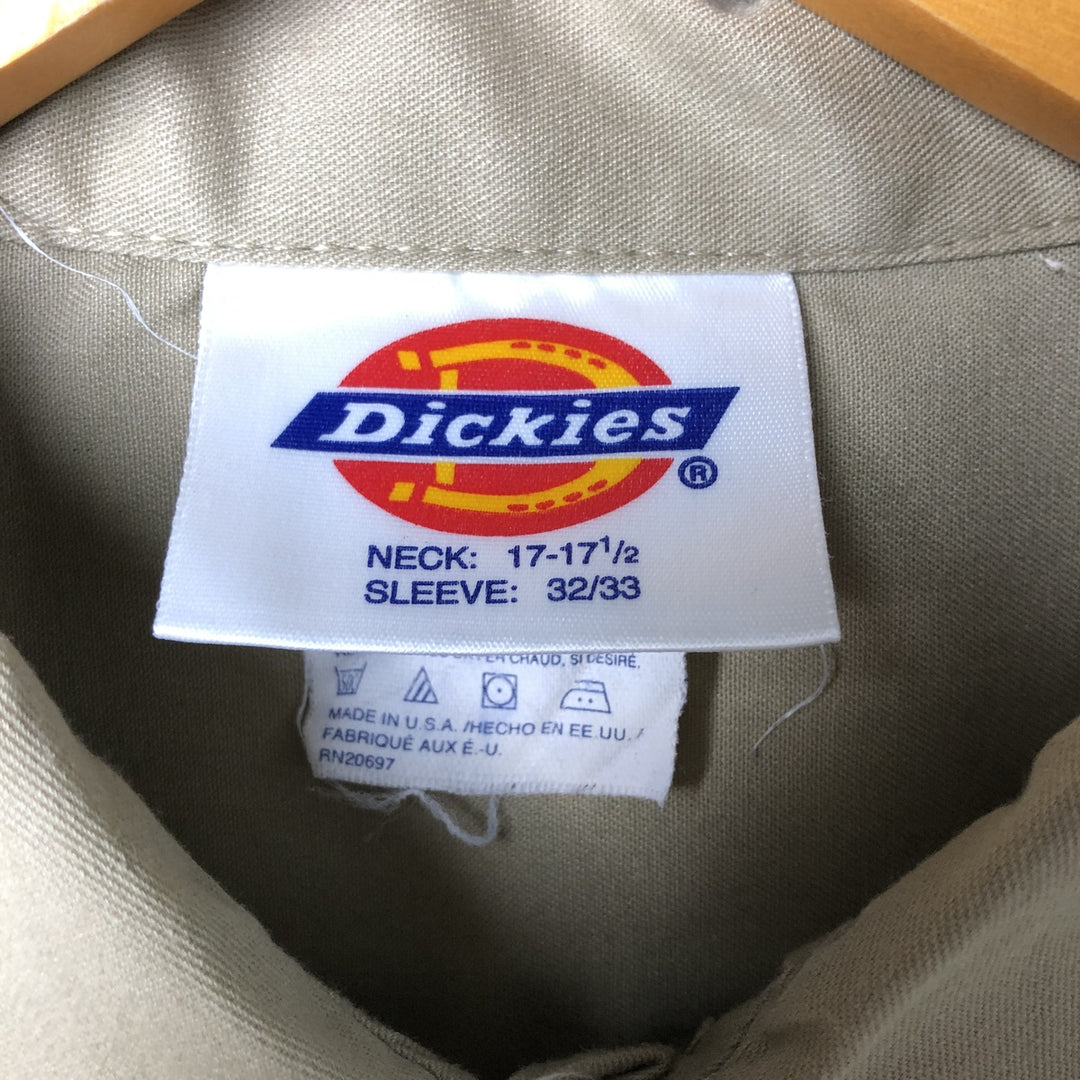 Vintage 80s-90'S Dickies long-sleeved work shirt, Made in USA, Men's XL polyester Khaki type beige Vintage Second Hand