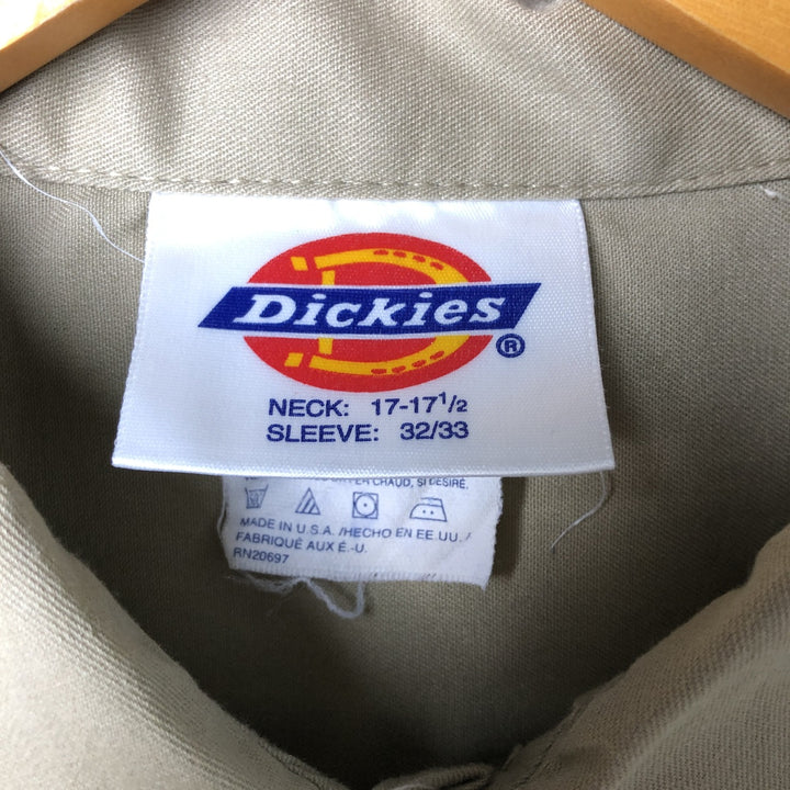 Vintage 80s-90'S Dickies long-sleeved work shirt, Made in USA, Men's XL polyester Khaki type beige Vintage Second Hand