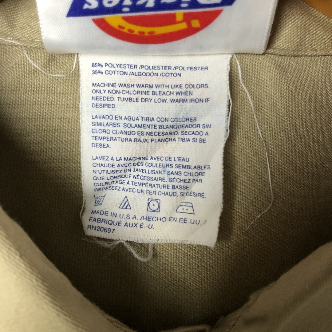 Vintage 80s-90'S Dickies long-sleeved work shirt, Made in USA, Men's XL polyester Khaki type beige Vintage Second Hand