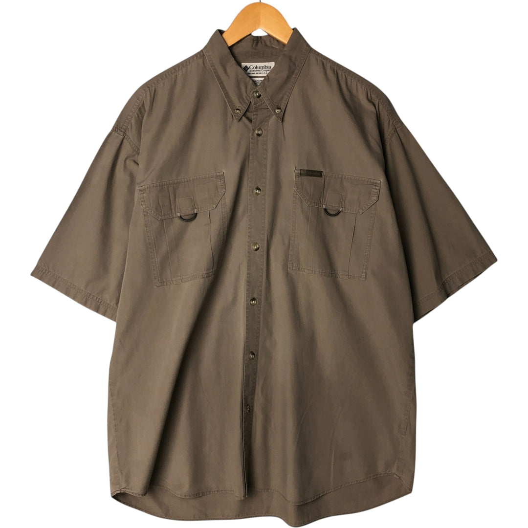 Columbia Short Sleeve Button-Down Shirt, Men's Size XL cotton Khaki type Vintage Second Hand