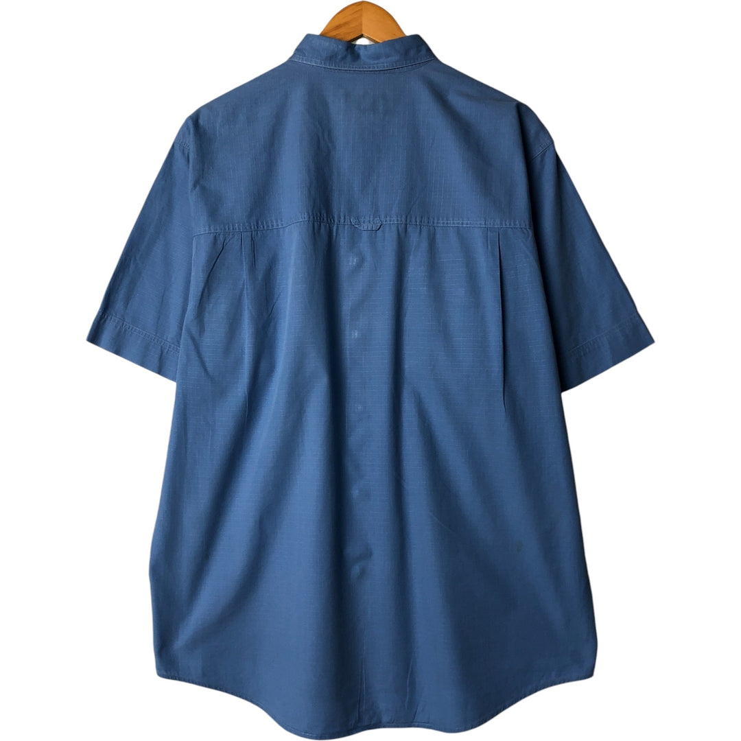 Vintage 80s-90'S Eddie Bauer ripstop short-sleeve cotton shirt, men's size L cotton blue type Vintage Second Hand