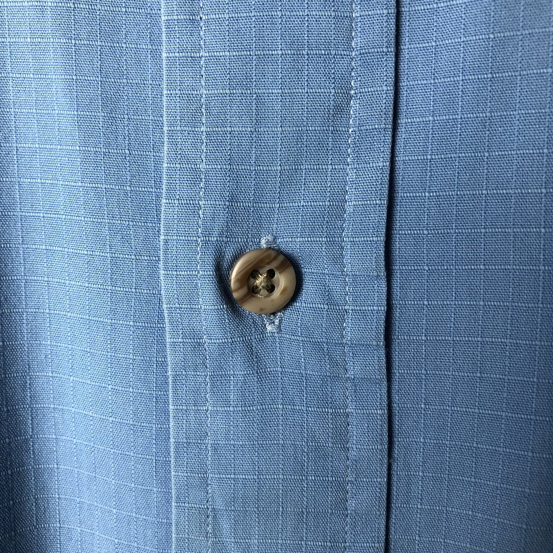 Vintage 80s-90'S Eddie Bauer ripstop short-sleeve cotton shirt, men's size L cotton blue type Vintage Second Hand