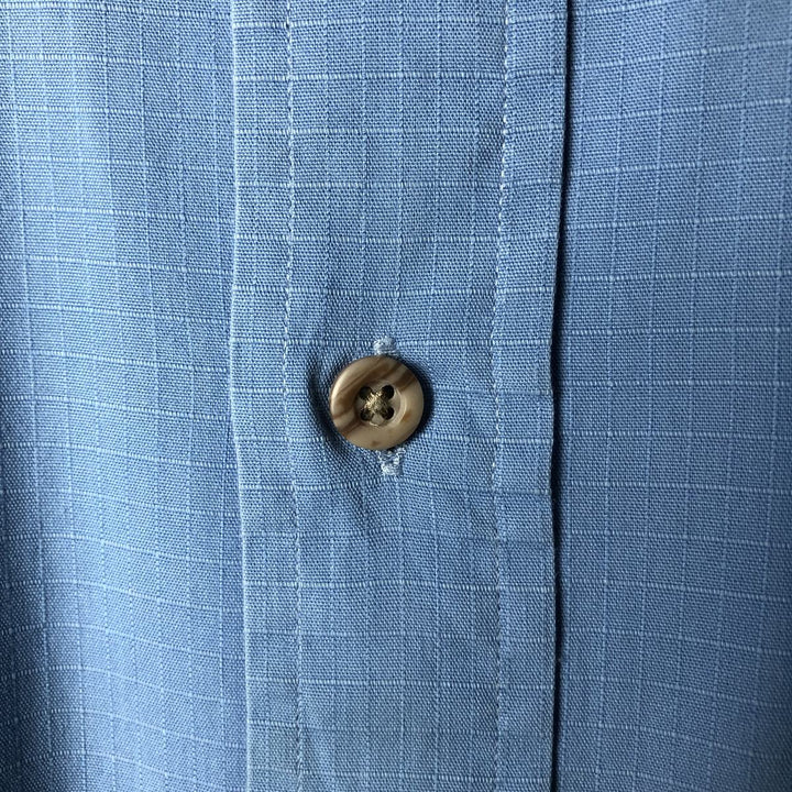 Vintage 80s-90'S Eddie Bauer ripstop short-sleeve cotton shirt, men's size L cotton blue type Vintage Second Hand