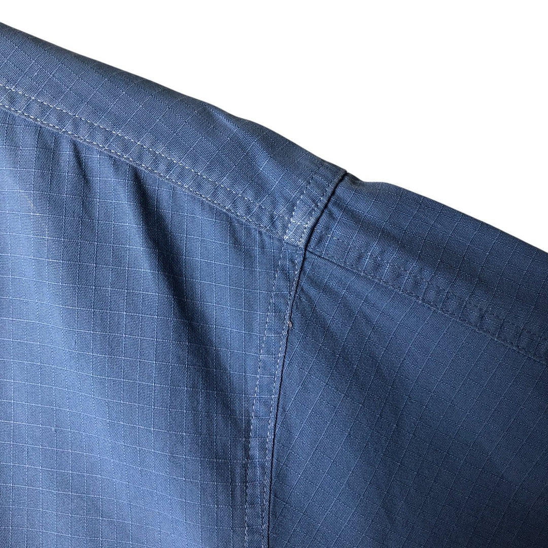 Vintage 80s-90'S Eddie Bauer ripstop short-sleeve cotton shirt, men's size L cotton blue type Vintage Second Hand