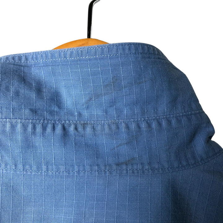 Vintage 80s-90'S Eddie Bauer ripstop short-sleeve cotton shirt, men's size L cotton blue type Vintage Second Hand