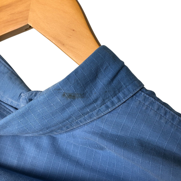 Vintage 80s-90'S Eddie Bauer ripstop short-sleeve cotton shirt, men's size L cotton blue type Vintage Second Hand