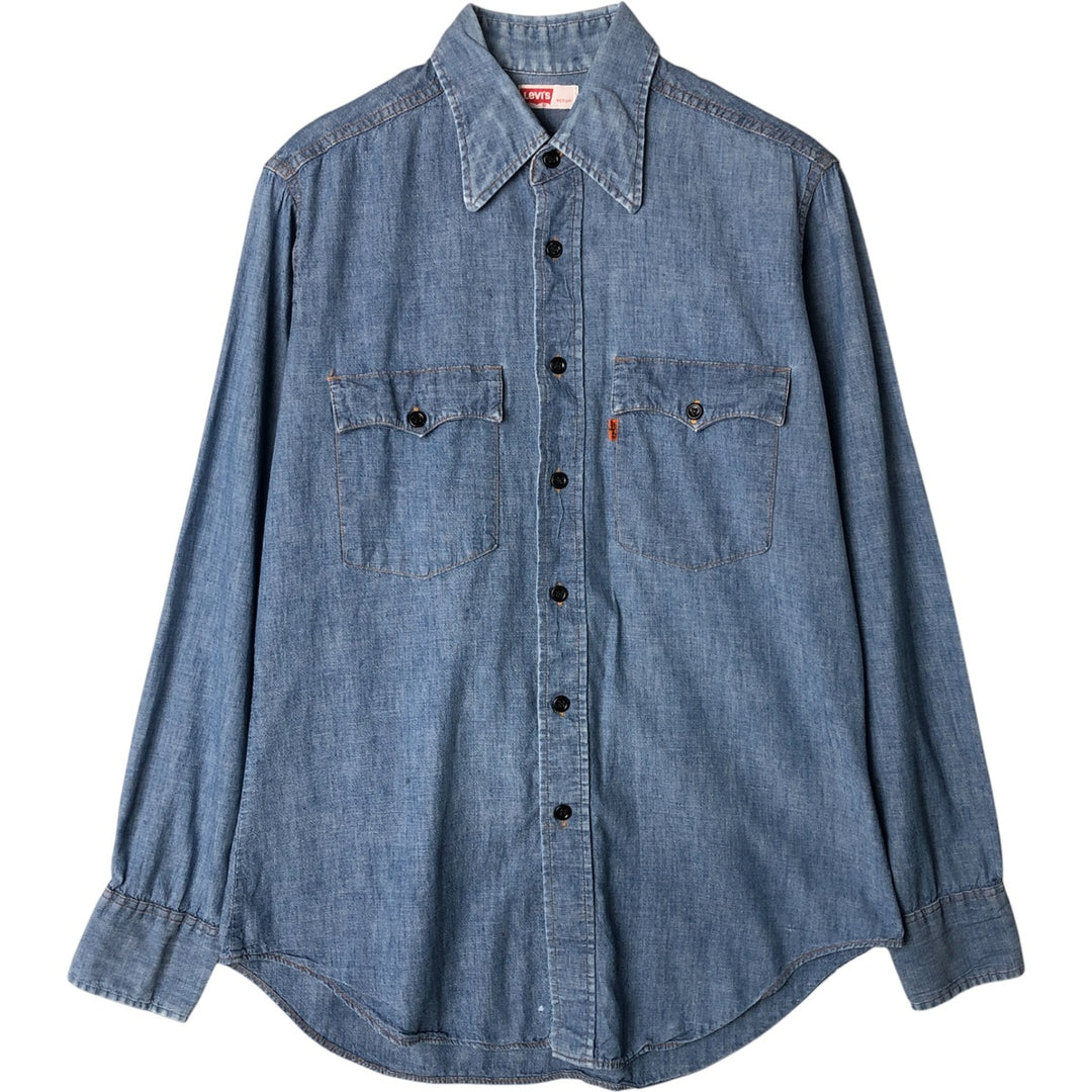 Levi's Orange Tab Long Sleeve Chambray Shirt, Men's Size Medium unclear blue type Vintage Second Hand