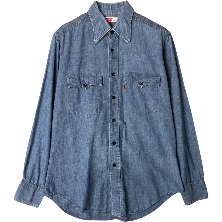 Levi's Orange Tab Long Sleeve Chambray Shirt, Men's Size Medium unclear blue type Vintage Second Hand