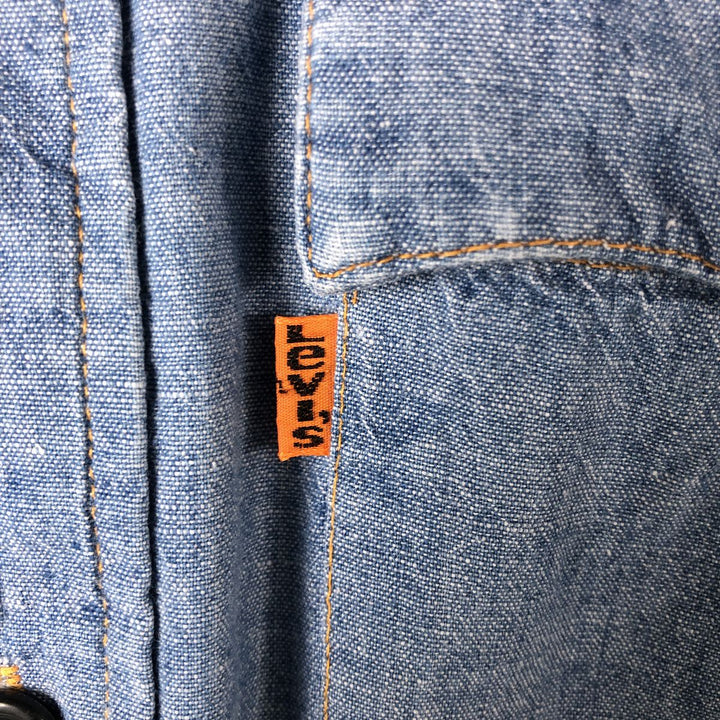 Levi's Orange Tab Long Sleeve Chambray Shirt, Men's Size Medium unclear blue type Vintage Second Hand