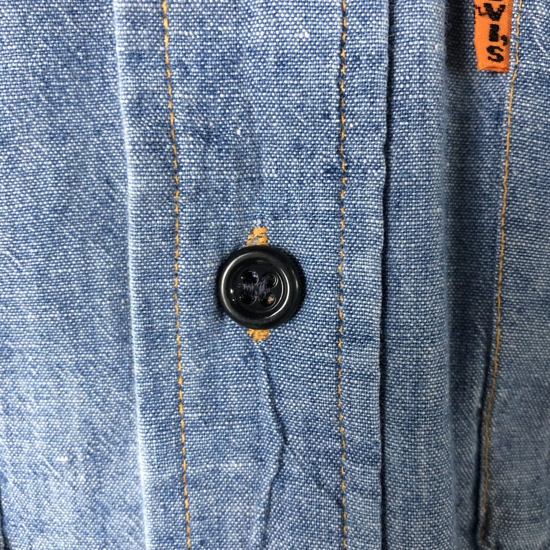 Levi's Orange Tab Long Sleeve Chambray Shirt, Men's Size Medium unclear blue type Vintage Second Hand