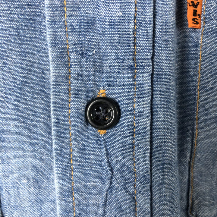 Levi's Orange Tab Long Sleeve Chambray Shirt, Men's Size Medium unclear blue type Vintage Second Hand