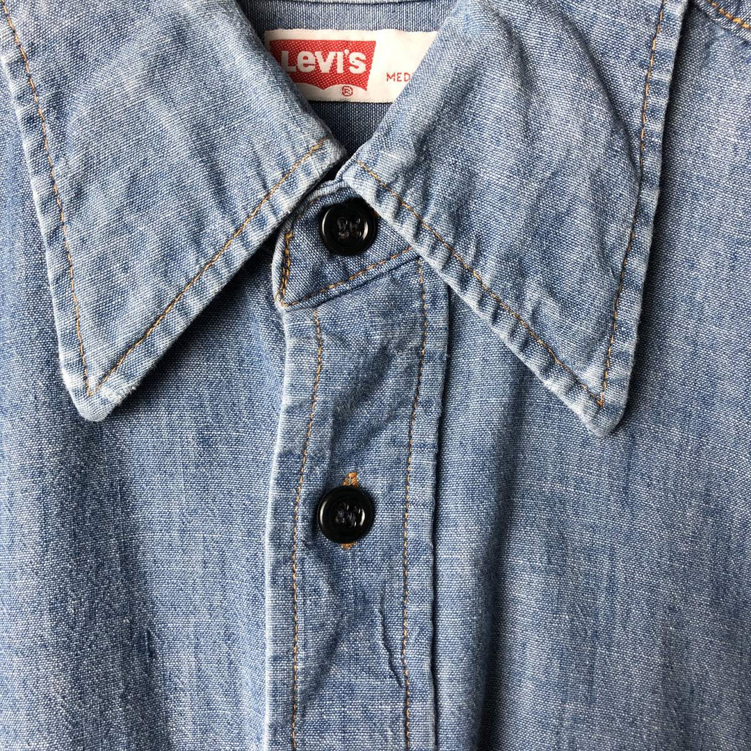 Levi's Orange Tab Long Sleeve Chambray Shirt, Men's Size Medium unclear blue type Vintage Second Hand