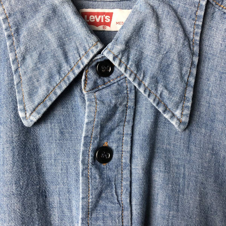 Levi's Orange Tab Long Sleeve Chambray Shirt, Men's Size Medium unclear blue type Vintage Second Hand