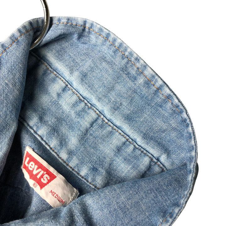 Levi's Orange Tab Long Sleeve Chambray Shirt, Men's Size Medium unclear blue type Vintage Second Hand