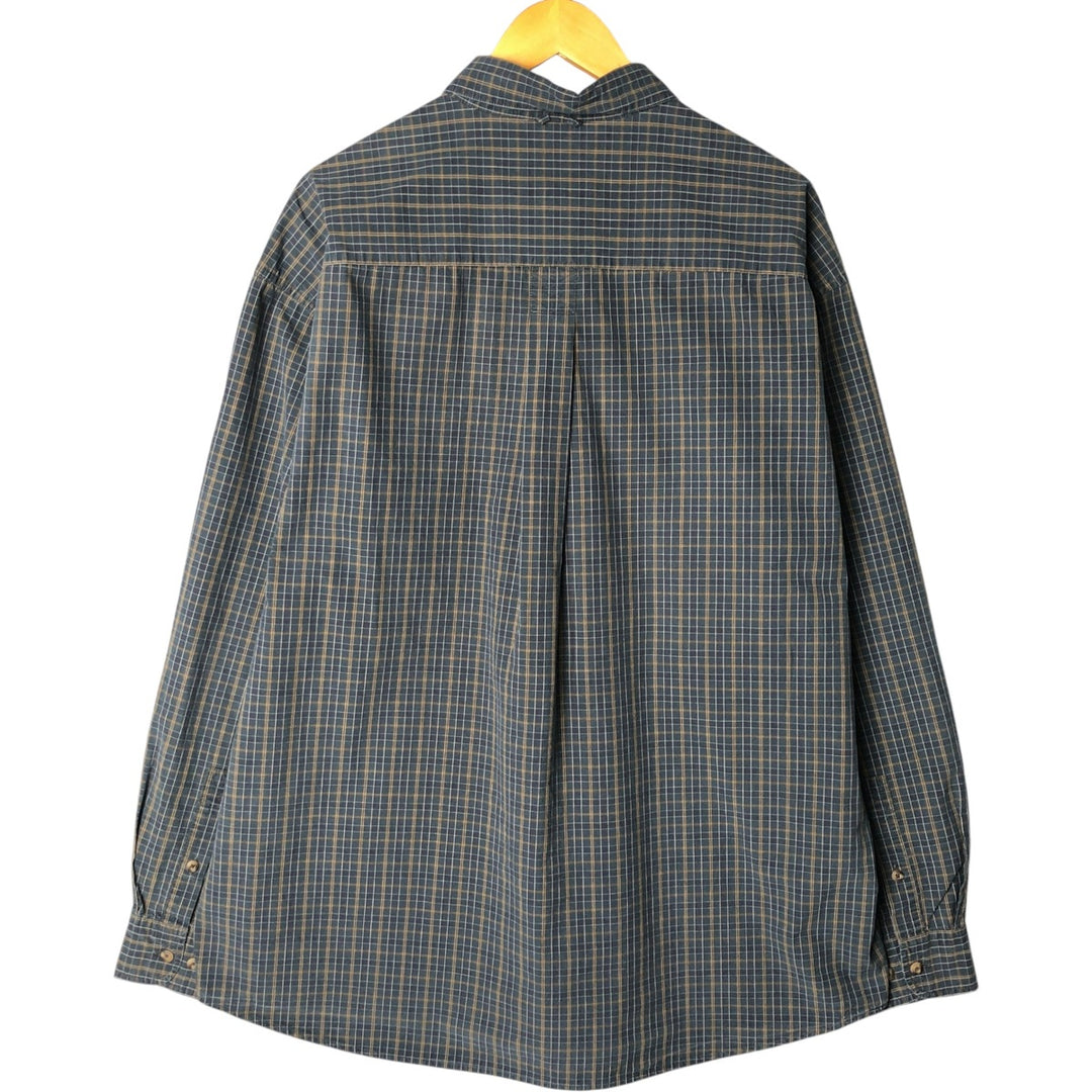 Vintage 90s-00'S Timberland long-sleeved button-down check shirt, men's size XL cotton navy blue type Vintage Second Hand
