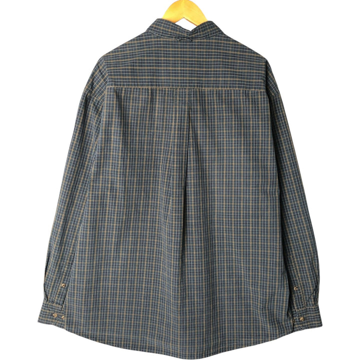 Vintage 90s-00'S Timberland long-sleeved button-down check shirt, men's size XL cotton navy blue type Vintage Second Hand