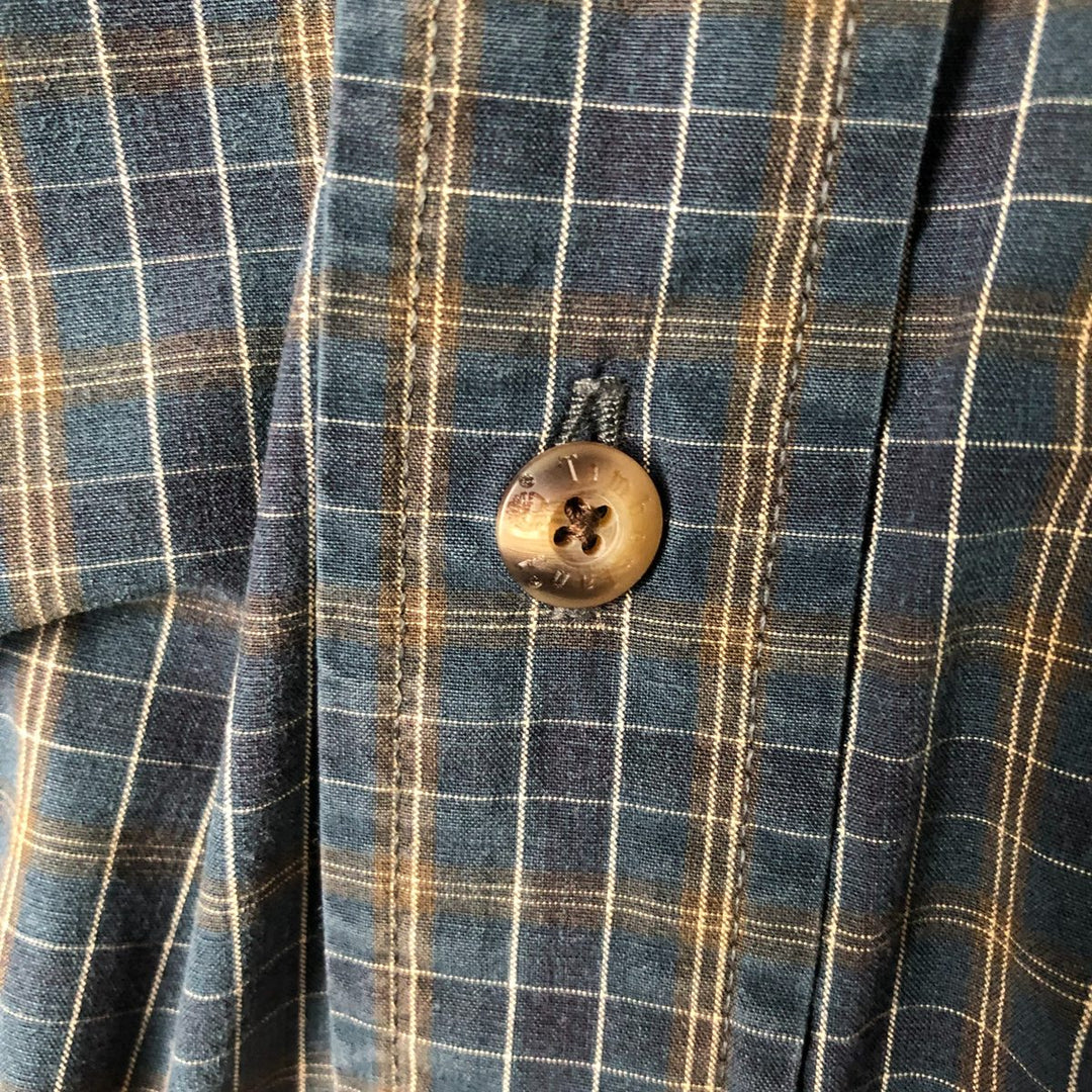 Vintage 90s-00'S Timberland long-sleeved button-down check shirt, men's size XL cotton navy blue type Vintage Second Hand