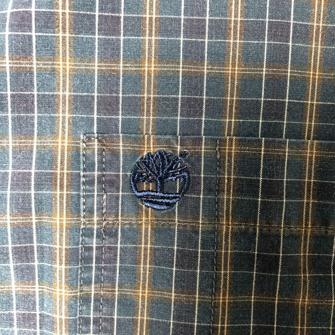 Vintage 90s-00'S Timberland long-sleeved button-down check shirt, men's size XL cotton navy blue type Vintage Second Hand