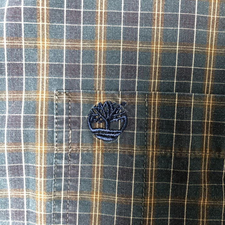 Vintage 90s-00'S Timberland long-sleeved button-down check shirt, men's size XL cotton navy blue type Vintage Second Hand