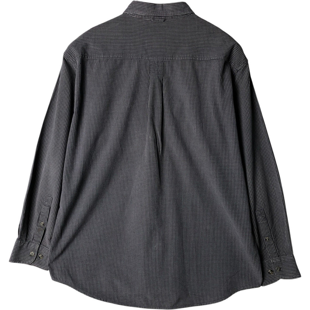 Vintage 90s-00'S Timberland long-sleeved button-down check shirt, men's size L cotton navy blue type Vintage Second Hand