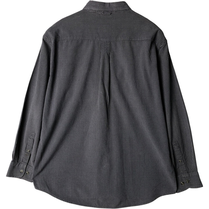 Vintage 90s-00'S Timberland long-sleeved button-down check shirt, men's size L cotton navy blue type Vintage Second Hand