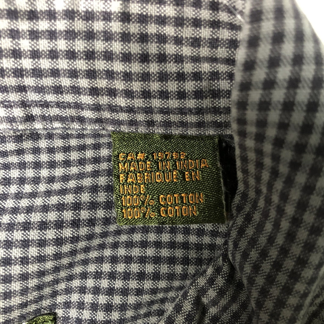 Vintage 90s-00'S Timberland long-sleeved button-down check shirt, men's size L cotton navy blue type Vintage Second Hand