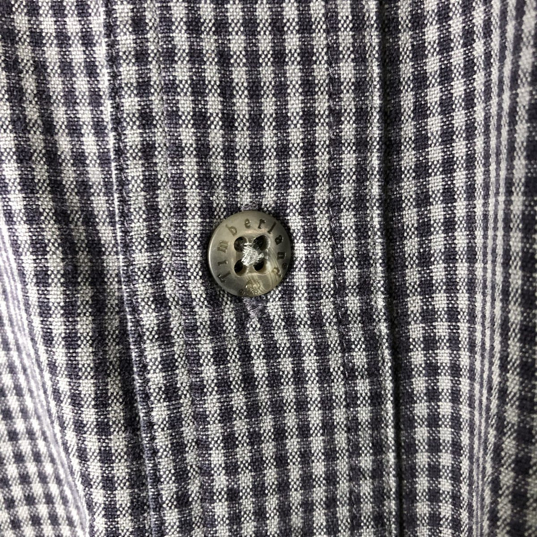 Vintage 90s-00'S Timberland long-sleeved button-down check shirt, men's size L cotton navy blue type Vintage Second Hand