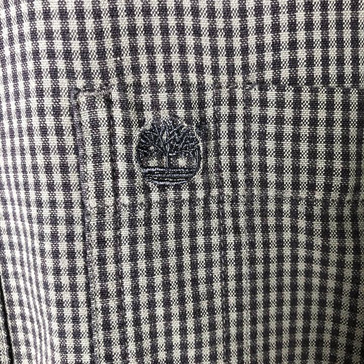Vintage 90s-00'S Timberland long-sleeved button-down check shirt, men's size L cotton navy blue type Vintage Second Hand
